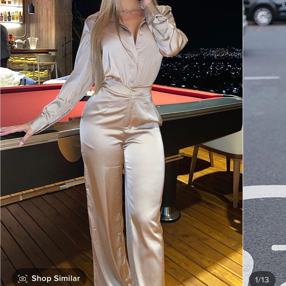 Satin pants set